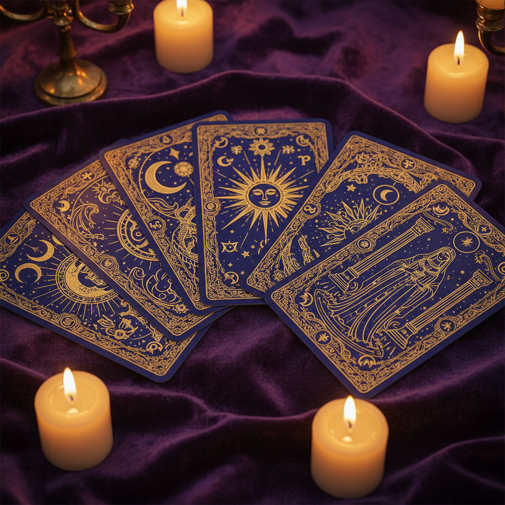 Jóslás – tarot kártyák bársony alapón